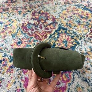 Laudes 3705 Leather suede green boho chic waist belt